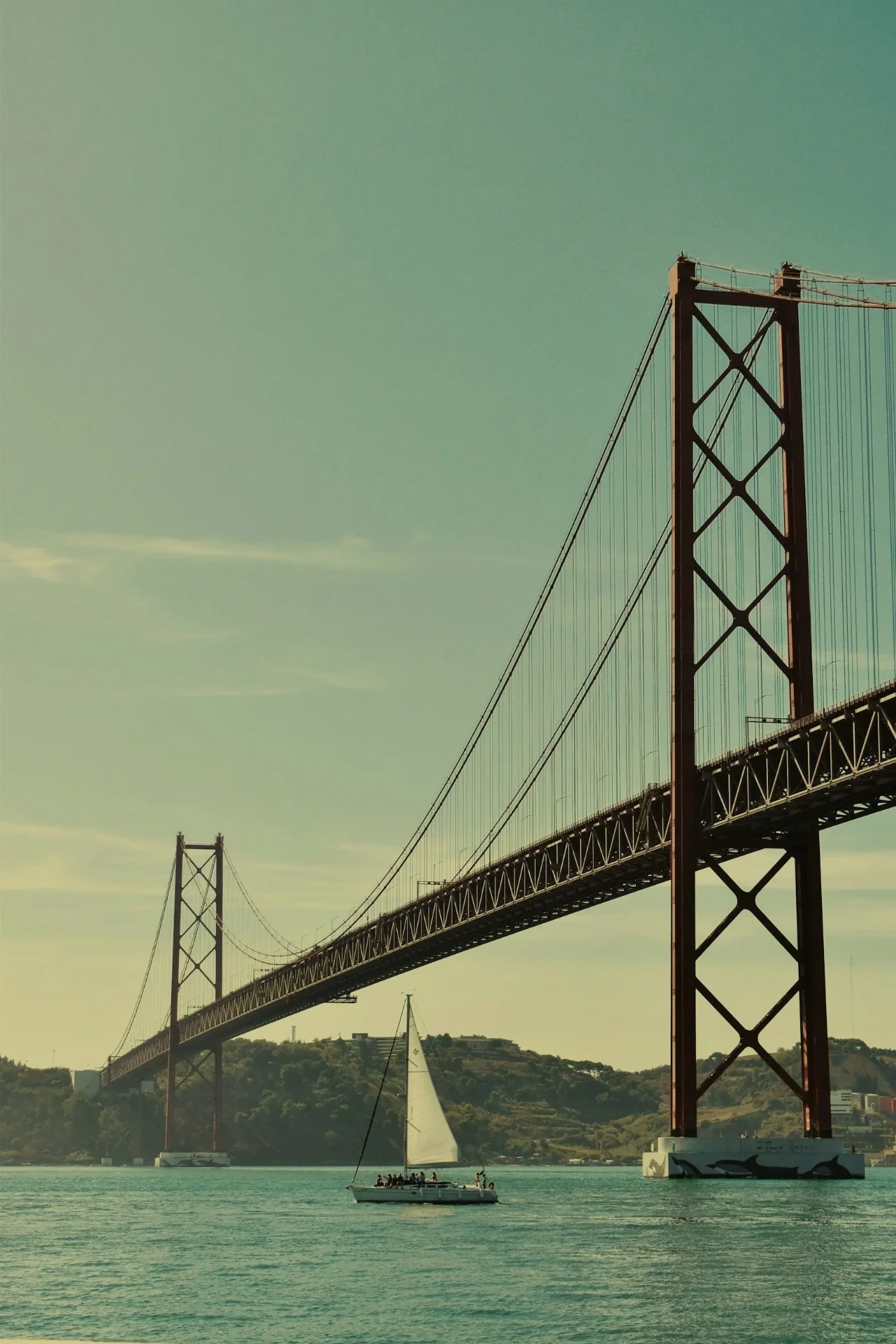 The 25 de Abril Bridge over the Tagus river in Lisbon