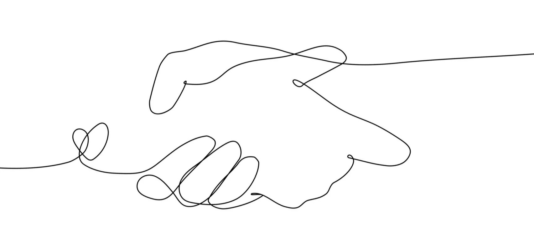 Line illustration of connected hands and figures