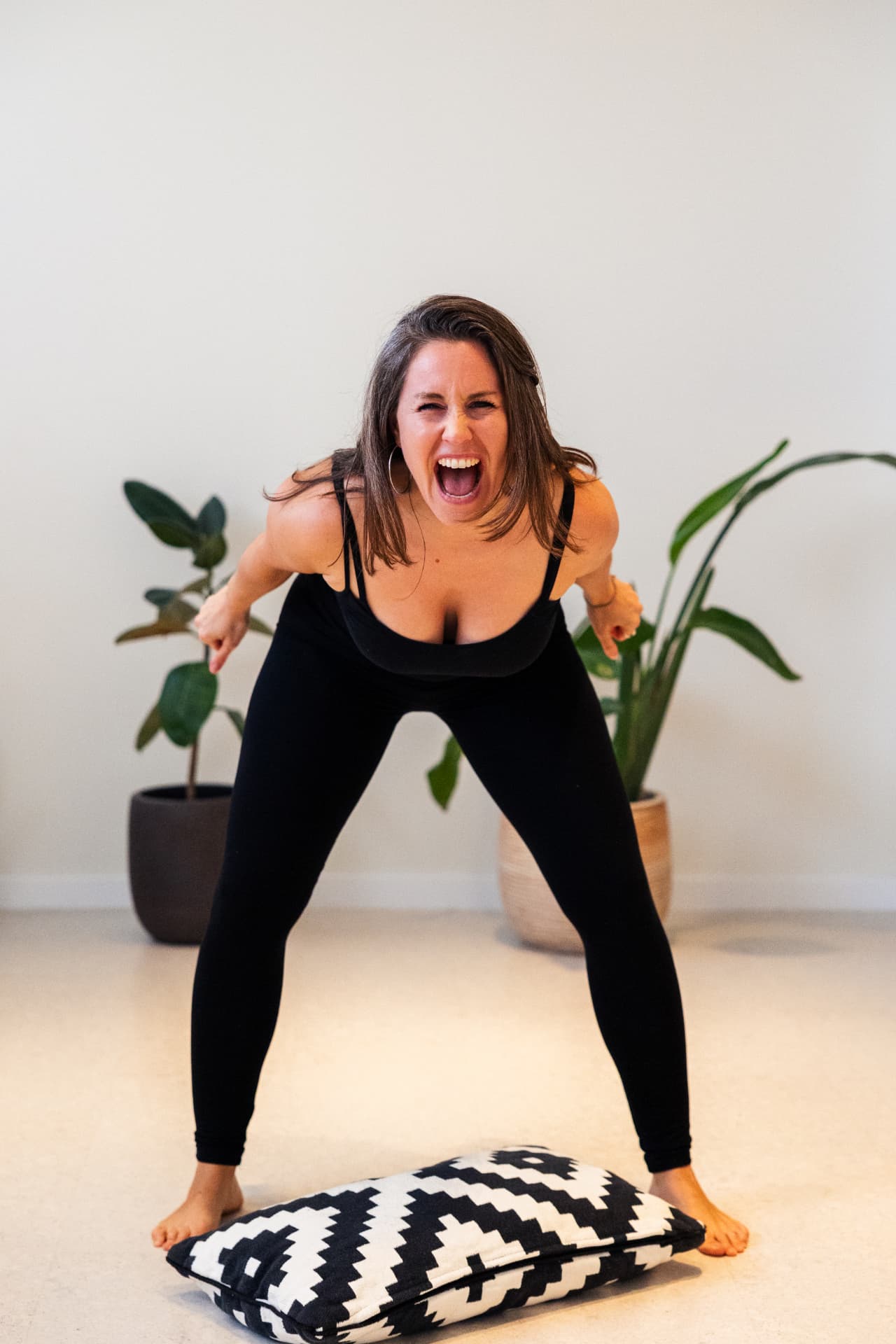 Jennifer Lacher expressing anger during an emotional release session